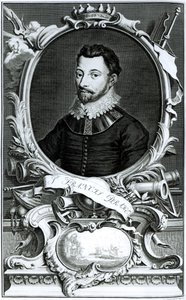 Retrato de Sir Francis Drake (c.1540-96) grabado por Jacobus Houbraken (grabado) de English School