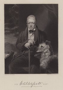 Retrato de Sir Walter Scott, con perro de English School