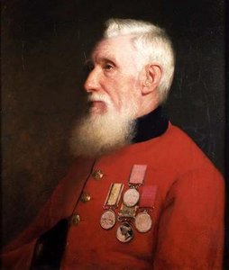 Retrato de un pensionista de Chelsea con sus medallas de servicio de English School