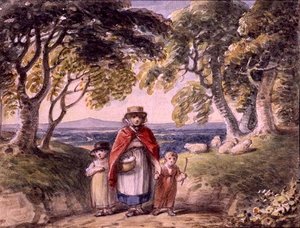 Retrato de una Mujer y Dos Niños en un Paisaje Boscoso, c.1820 de English School