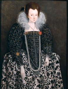 Retrato de una mujer, tradicionalmente identificada como Mary Clopton (nacida Waldegrave) de Kentwell Hall, Suffolk, c.1600