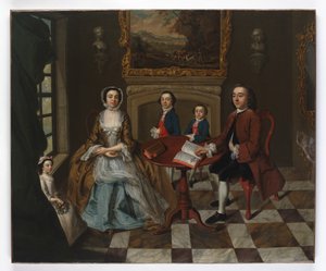 Retrato de una familia en un interior, se cree que es la familia Roubel, 1750s