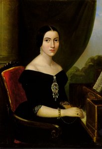 Retrato de una joven tocando el piano de English School