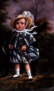 Retrato de un niño con un perro negro, c.1830