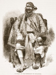 Retrato del Maharajá de Dholepore, ilustración de Cassells Illustrated History of England de English School