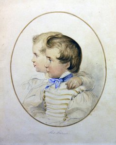 Retrato de dos hermanos en traje militar, c.1840 de English School