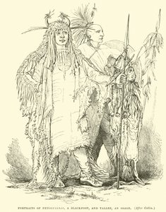 Retratos de Petohpeekis, un Blackfoot, y Tallee, un Osage de English School