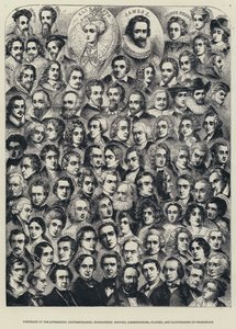Retratos de los Soberanos, Contemporáneos, Biógrafos, Editores, Comentaristas, Actores e Ilustradores de Shakespeare de English School