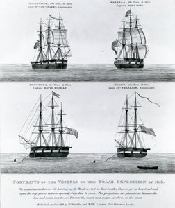 Retratos de los barcos de la expedición polar de 1818 (grabado)