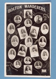 Postal de jugadores del Bolton Wanderers FC, temporada 1911-12