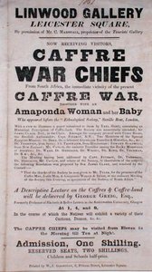 Póster anunciando una Conferencia sobre los Jefes de Guerra Caffre en la Galería Linwood de English School