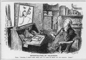 Potencialidades de la televisión, caricatura de la revista Punch de English School