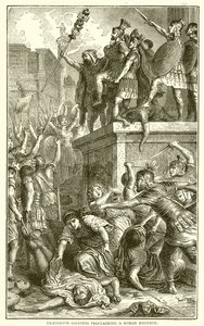 Soldados pretorianos proclamando a un emperador romano de English School