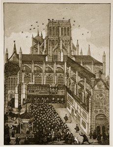 Predicación ante el Rey y el Príncipe de Gales en Pauls Cross en 1616 (después de una pintura del siglo XVII)