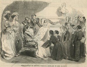 Presentación de los estudiantes del Hospital de Cristo a Su Majestad de English School