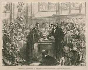 Presentación de la libertad de la Ciudad de Londres al General U S Grant en Guildhall de English School