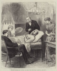 El presidente Garfield herido en su habitación en la Casa Blanca, Washington de English School