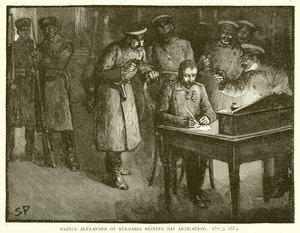 El Príncipe Alejandro de Bulgaria Firmando su Abdicación de English School