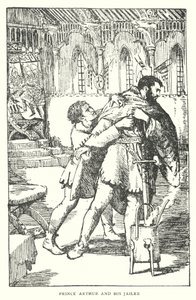 El príncipe Arturo y su carcelero (litografía) de English School