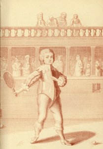 Príncipe James, duque de York, jugando al tenis de English School