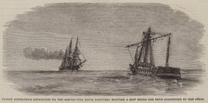Expedición del Príncipe Napoleón al Norte, el Reine Hortense encontrando un barco abandonado por su tripulación