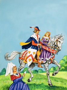 Príncipe y Princesa en un caballo de English School