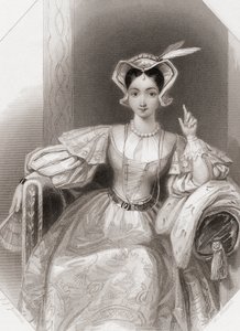 Princesa Catalina de "El rey Enrique V" de William Shakespeare, ilustración de la "Galería Shakespeare", c.1840 (grabado)