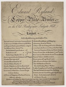 Impresor, Edward Ryland, tarjeta comercial de English School