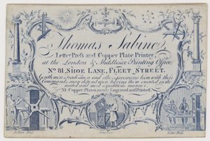 Impresor, Thomas Sabine, tarjeta comercial de English School