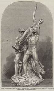 Escultura premiada por el Sr. Adams, "Orestes y Pílades llevando la estatua de Diana de Taurica Chersonesus" de English School