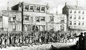 Procesión de 1741 en Londres burlándose de los masones, 1843