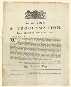 Proclamación para un Día de Acción de Gracias General, 1798 de English School