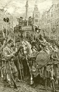 Proclamación del Viejo Pretendiente como rey Jacobo VIII de English School