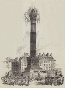 Proclamación de la República, en la Columna de Julio (grabado) de English School