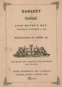 Programa para el banquete en el Guildhall, Londres, el 9 de noviembre de 1854 de English School