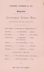 Programa para el banquete en el Guildhall, Londres, el 9 de noviembre de 1866 de English School