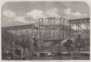 Progreso del Edificio de la Gran Exposición (grabado) de English School