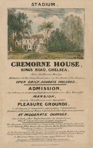 Folleto promocional para El Estadio, Casa Cremorne, Kings Road, Chelsea, Londres de English School
