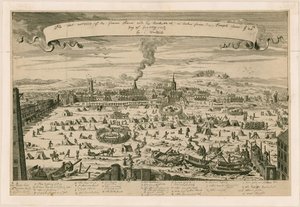 Vista del Támesis congelado, tomada desde las escaleras del Templo el 20 de enero de 1715/16 de English School