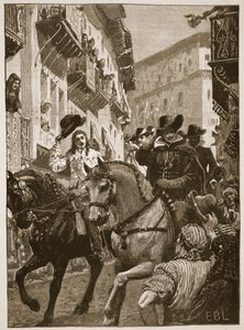 Recepción pública del príncipe Carlos en Madrid, ilustración de la Historia Ilustrada de Inglaterra de Cassell