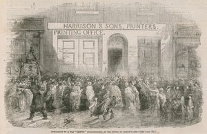 Publicación de una Gaceta de Guerra Extraordinaria, en la oficina, St Martins Lane de English School