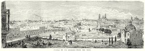 Puebla de Los Angeles - Desde el Oeste (grabado) de English School
