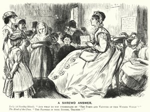 Caricatura de Punch: Una Respuesta Astuta - escena de escuela dominical victoriana
