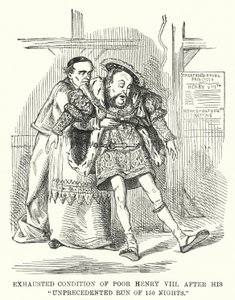 Caricatura de Punch: Condición Exhausta del Pobre Enrique VIII Después de Su Carrera Sin Precedentes de 150 Noches de English School
