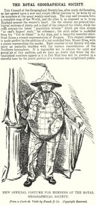 Caricatura de Punch: Nuevo Traje Oficial para Miembros de la Sociedad Geográfica Real de English School