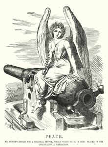 Caricatura de Punch: Paz. El diseño del Sr. Punch para una estatua colosal que debería haberse colocado en la Exposición Internacional de English School