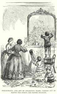 Caricatura de Punch: Potichomania (el Arte de Decorar Vidrio), Realizado por el Maestro Tom durante las Vacaciones de Pascua de English School