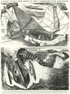 Caricatura de Punch: Directo de Londres a París. Una sugerencia para el Sr. John Fowler de English School