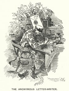 Caricatura de Punch: El Escritor de Cartas Anónimas de English School