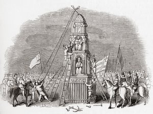 Puritanos destruyendo la Cruz de Cheapside alias Eleanor Cross, Londres, Inglaterra en 1643, de Old England: A Pictorial Museum, pub. 1847 de English School